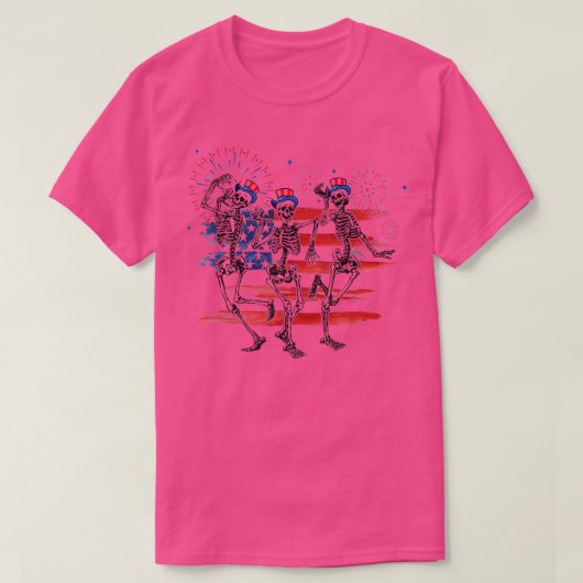 T-shirt Drôle 4 juillet Danser Squelette Patriotique Ameri (Design devant)