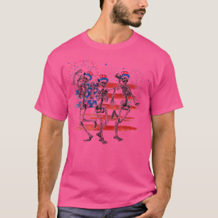 T-shirt Drôle 4 juillet Danser Squelette Patriotique Ameri