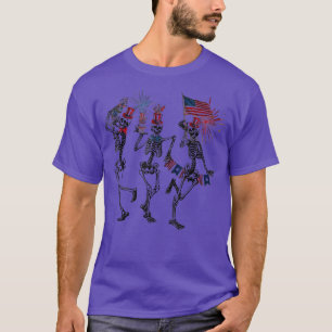 T-shirt Drôle 4 juillet Danser Squelette Patriotique Homme