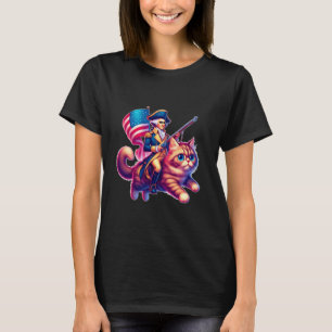 T-shirt Drôle 4 juillet George Washington à cheval sur un