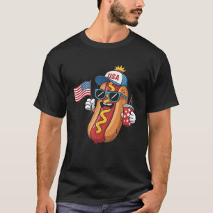 T-shirt Drôle 4 juillet Hotdog Patriotic USA Drapeau 4e