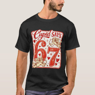 T-shirt Drôle 67 Cupidon dit 67 Couple de la Saint-Valenti
