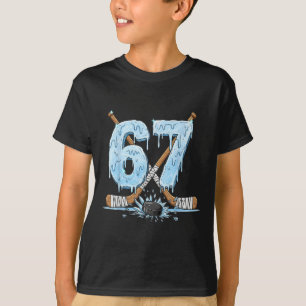 T-shirt Drôle 67 Hockey sur glace Dégoulinante Numéro 67 H