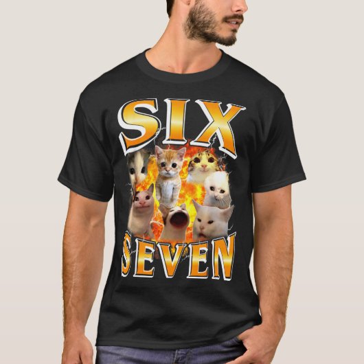 T-shirt Drôle 67 Mème Six Sept Chat Mème Drôle Bootleg Gra (Devant)