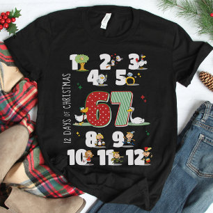 T-shirt Drôle 67 Six Sept Meme 12 Jours de Noël Noir