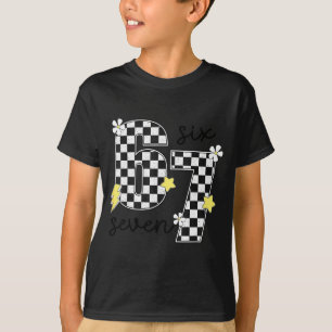 T-shirt Drôle 67 Six Sept Mème Argot 6-7 Damier Nombre