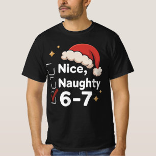 T-shirt Drôle 6 7 Mème Sympa Vilain 67 Noël Brain Rot