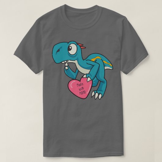 T-shirt Drôle ADHD Blue Dinosaur Premium (Design devant)