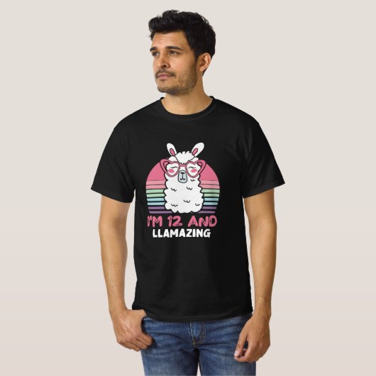 T-shirt Drôle Adorable Llama 12e Anniversaire Cadeau Pour (Devant entier)