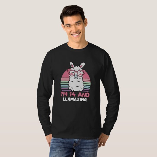T-shirt Drôle adorable Llama 14e cadeau d'anniversaire pou (Devant entier)