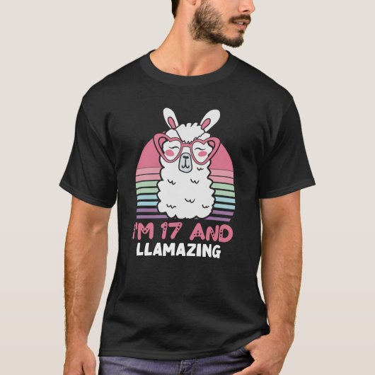 T-shirt Drôle Adorable Llama 17e Anniversaire Cadeau Pour (Devant)