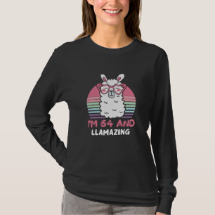T-shirt Drôle Adorable Llama 64e Anniversaire Cadeau Pour
