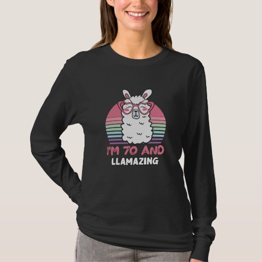 T-shirt Drôle Adorable Llama 70e Anniversaire Don Pour Fem (Devant)