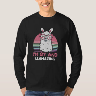 T-shirt Drôle Adorable Llama 87e Anniversaire Cadeau Pour