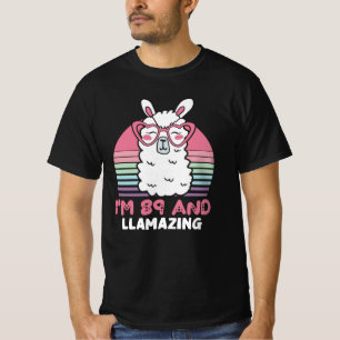 T-shirt Drôle Adorable Llama 89e Anniversaire Cadeau Pour