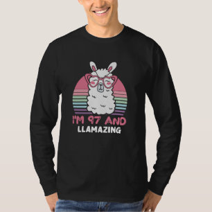 T-shirt Drôle Adorable Llama 97e Anniversaire Cadeau Pour