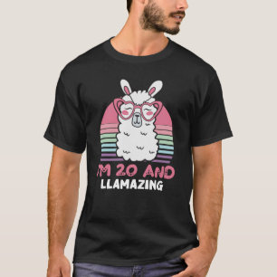 T-shirt Drôle Adorable Llama Cadeau 20e Anniversaire Pour