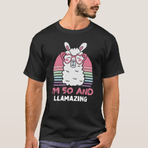 T-shirt Drôle adorable Llama Cadeau 50e Anniversaire Pour
