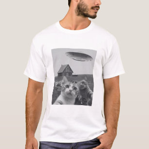 T-shirt Drôle Alien Cat Graphic Tee