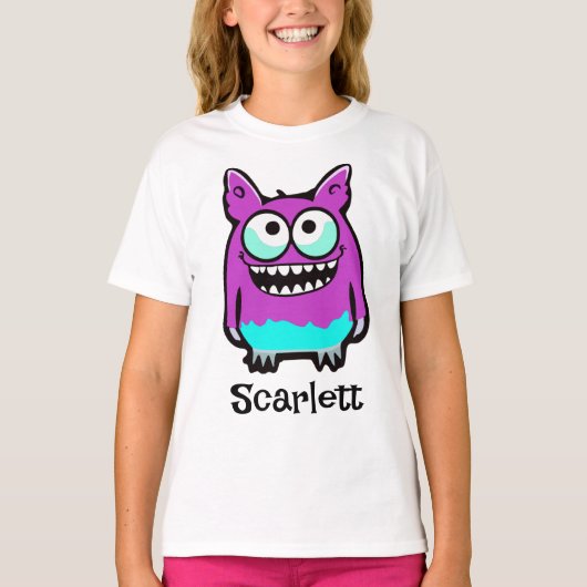 T-shirt Drôle Alien violet monstre vert (Devant)