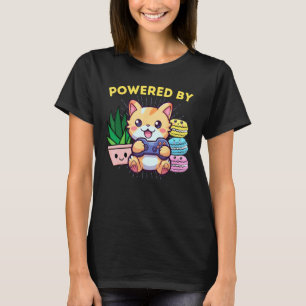 T-shirt Drôle Alimenté Par Gamer Chat Plante Macarons