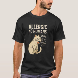 T-shirt Drôle Allergique aux Humains Éternuements Chat Bla