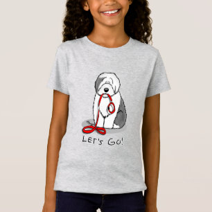T-Shirt Drôle Allons-y ! Walk Old English Sheepdog (Gris 1