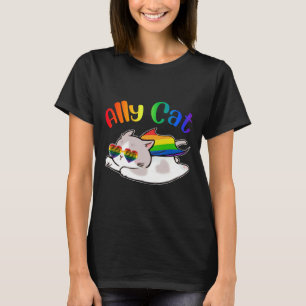 T-shirt Drôle Ally Chat Purride Lgbtq Mois Gay pride Femme