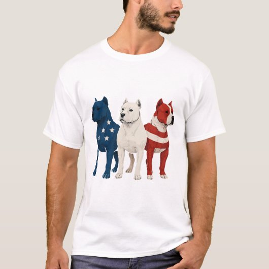 T-shirt Drôle American Staffordshire Terrier Drapeau améri (Devant)