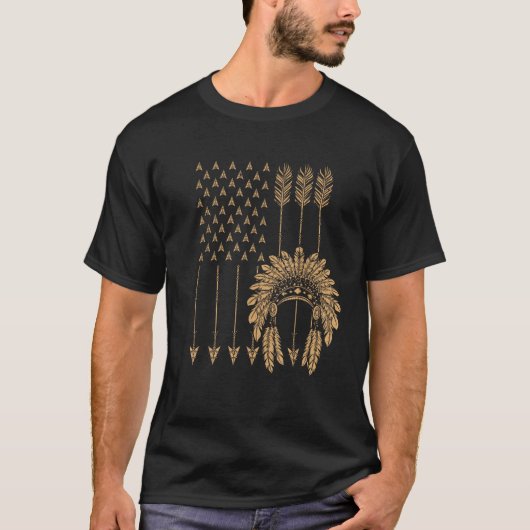 T-shirt Drôle Amérindien Drapeau Cadeau Cool USA Tribe Pat (Devant)