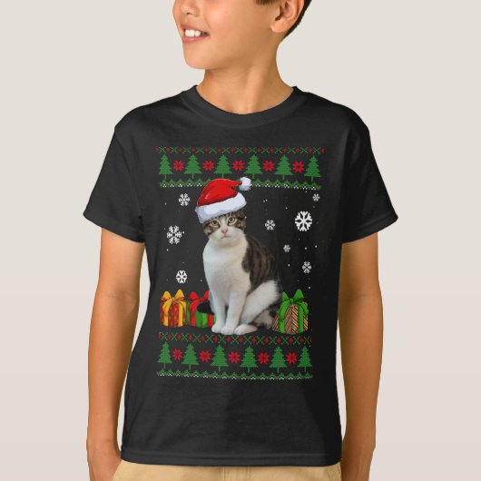 T-shirt Drôle Amoureux de les chats mignon Chat Santa Hat  (Devant)