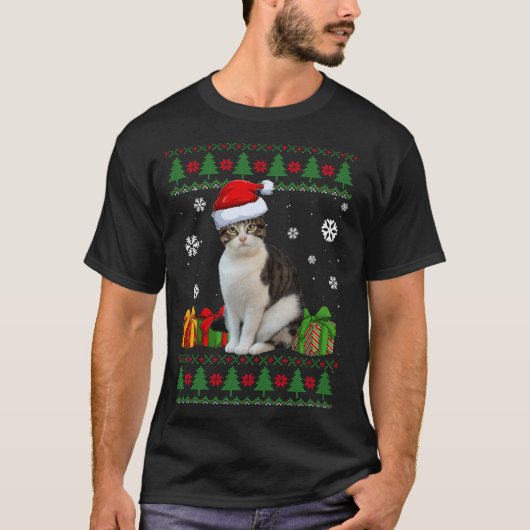 T-shirt Drôle Amoureux de les chats mignon Chat Santa Hat (Devant)