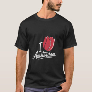 T-shirt Drôle Amsterdam Pays-Bas Tulipe Fleur J'aime Am