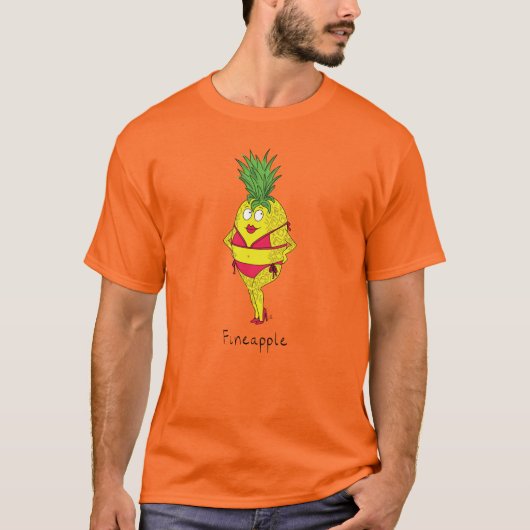 T-shirt Drôle ananas Pin-up Girl Cartoon (Devant)