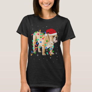 T-shirt Drôle anglais Bulldog Noël Lumière Cadeaux Noël