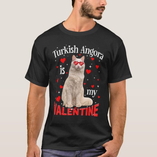 T-shirt Drôle Angora Turc Est Mon Chat Valentin Papa Chat  (Devant)