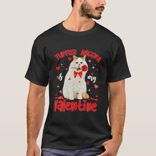 T-shirt Drôle Angora Turc Est Mon Chat Valentin Papa Chat (Devant)