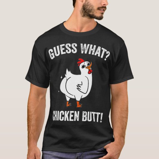 T-shirt Drôle animal Devinez ce poulet Butt mignon poulets (Devant)