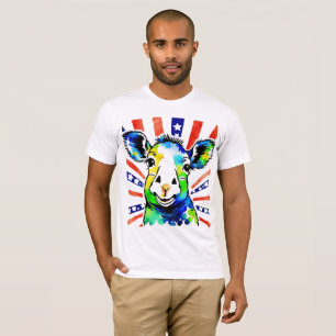 T-shirt Drôle aquarelle mouton coloré