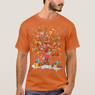 T-shirt Drôle arbre de Noël Père Noël Flamant rose Lover M