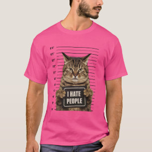 T-shirt Drôle arrêté criminel chat Mugshot Je déteste les
