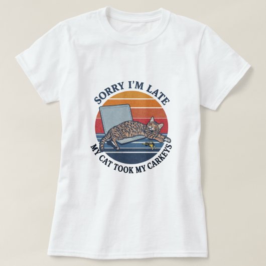T-Shirt drôle avec chat graphique (Design devant)