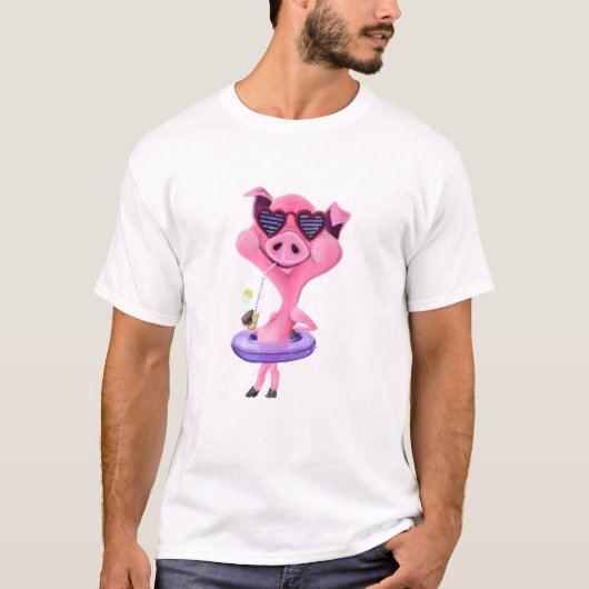 T-shirt drôle avec cochon de fête (Devant)