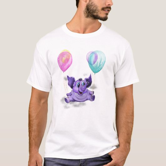 T-shirt drôle avec éléphant de la fête heureuse (Devant)