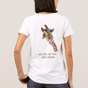T-Shirt drôle avec Giraffe joueuse - Texte personn