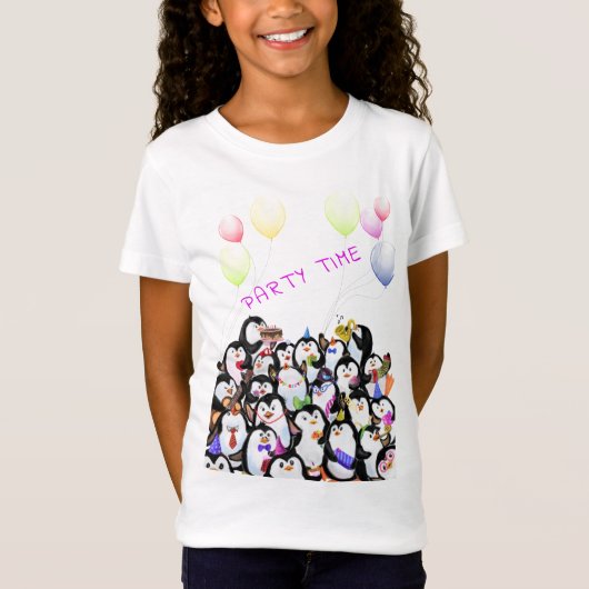 T-shirt drôle avec Happy Penguins Party (Devant)