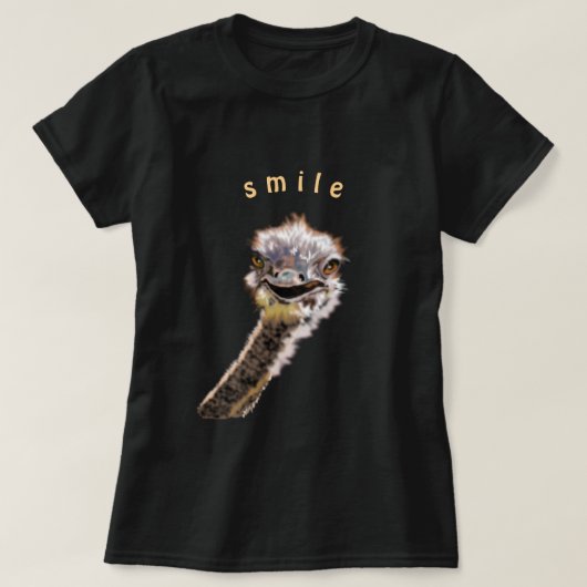 T-Shirt drôle avec joueuse Happy Ostrich - Smile (Design devant)