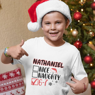 T-shirt drôle avec liste de Noël personnalisée 6-7
