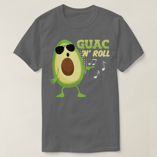 T-shirt Drôle Avocado Guac n Roll Guacamole Meican Rocker (Design devant)
