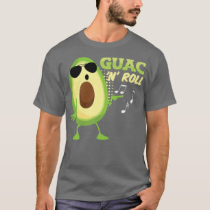 T-shirt Drôle Avocado Guac n Roll Guacamole Meican Rocker